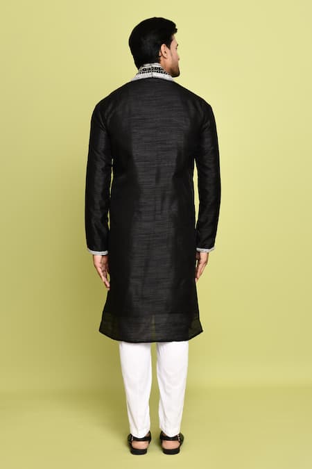 Arihant Rai Sinha Contrast Embroidered Neck Straight Kurta With Pant 