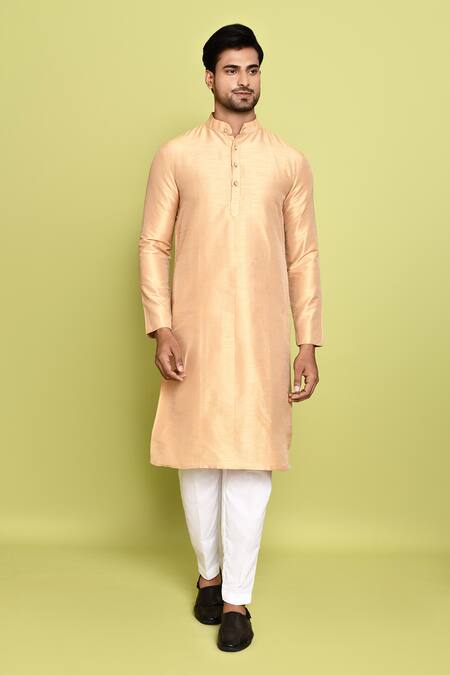 Buy_Arihant Rai Sinha_Gold Cotton, Silk Straight Solid Kurta With Pant 
