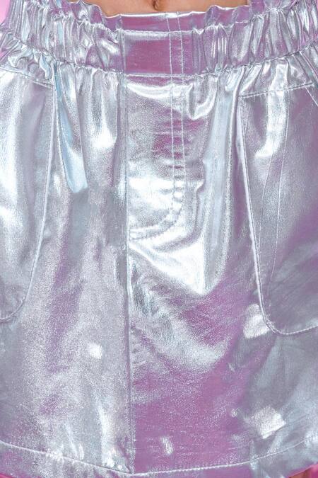 Lil Drama_Blue Polyester Embroidery Shimmery Heart Quilted Rockstar Jacket Skirt Set _Online_at_Aza_Fashions