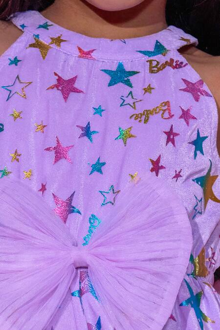 Buy_Lil Drama_Purple Polyester, Cotton Foil Printing Star Jumpsuit 