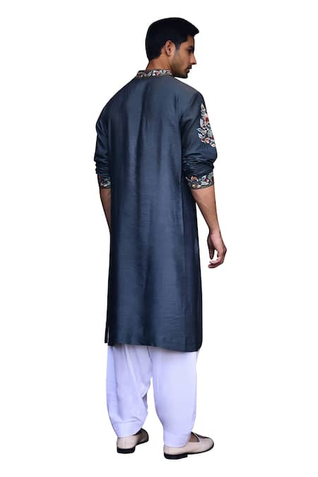 Buy Ankit V Kapoor Grey Cotton, Silk Embroidery Asirgarh Floral Kurta And Salwar Set Online at Aza Fashions Buy_Ankit V Kapoor_Grey Cotton, Silk Embroidery Asirgarh Floral Kurta And Salwar Set _Online_at_Aza_Fashions