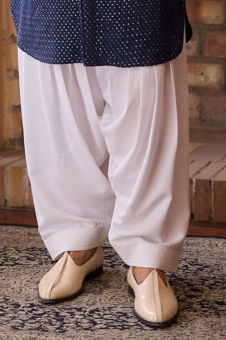 Buy_Ankit V Kapoor_Blue Georgette, Cotton Embroidery Fateh Sequin Kurta And Salwar Set _Online_at_Aza_Fashions