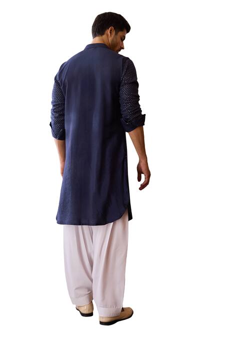 Ankit V Kapoor_Blue Georgette, Cotton Embroidery Fateh Sequin Kurta And Salwar Set _at_Aza_Fashions