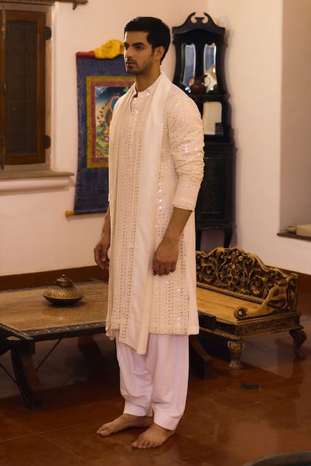 Buy Ankit V Kapoor Ivory Georgette, Cotton, Viscose Sequins, Umaid Thread Kurta Salwar Set Online at Aza Fashions Buy_Ankit V Kapoor_Ivory Georgette, Cotton, Viscose Sequins, Umaid Thread Kurta Salwar Set _Online_at_Aza_Fashions