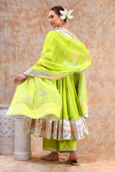 Pomcha Jaipur Embellished Gota Anarkali Set 