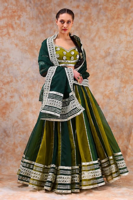 POMCHA JAIPUR Gota Stripe Embellished Lehenga Set 