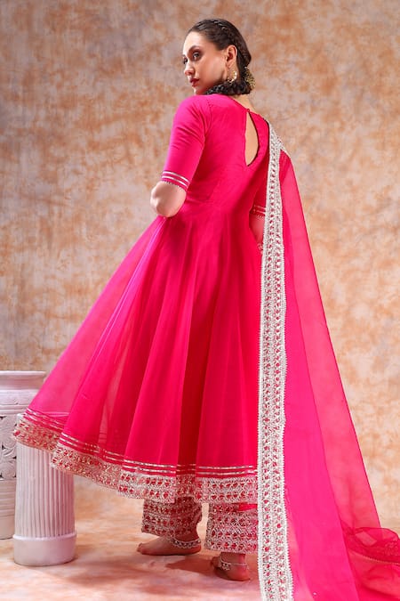 Pomcha Jaipur Border Embellished Anarkali Set 