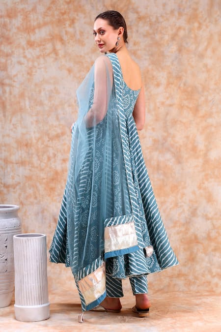 Pomcha Jaipur Bandhej Print Anarkali Set 