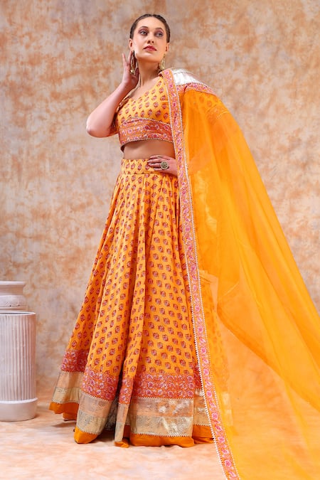 Pomcha Jaipur Bouquet Print Lehenga Set 