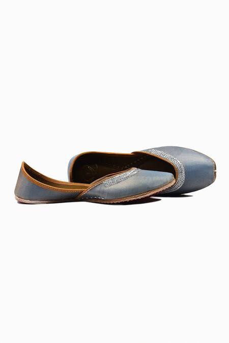 Buy_Yassio_Grey Candy Embroidered Juttis _Online_at_Aza_Fashions