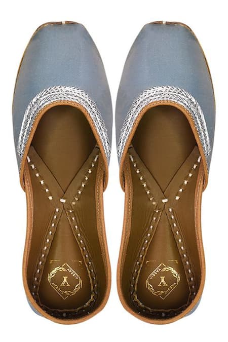 Shop_Yassio_Grey Candy Embroidered Juttis _Online_at_Aza_Fashions