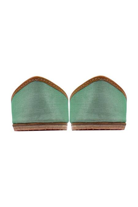 Shop_Yassio_Green Truffle Embroidered Juttis _Online_at_Aza_Fashions
