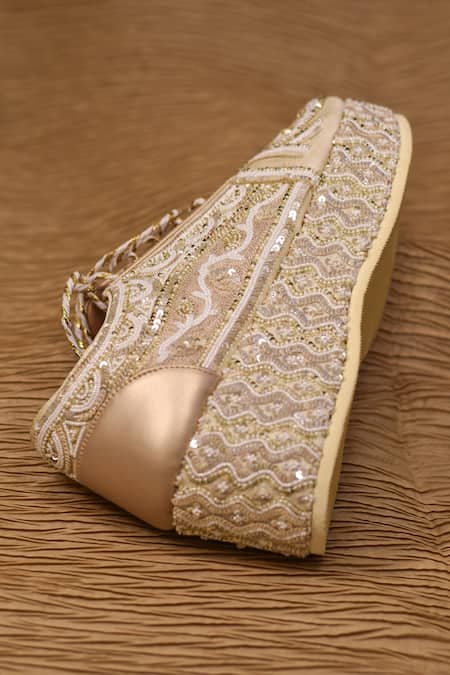 Around Always_Ivory Madhuban Sequin Embroidered Sneakers _Online_at_Aza_Fashions
