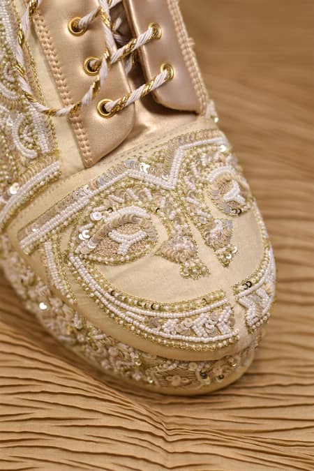 Buy_Around Always_Ivory Madhuban Sequin Embroidered Sneakers _Online_at_Aza_Fashions
