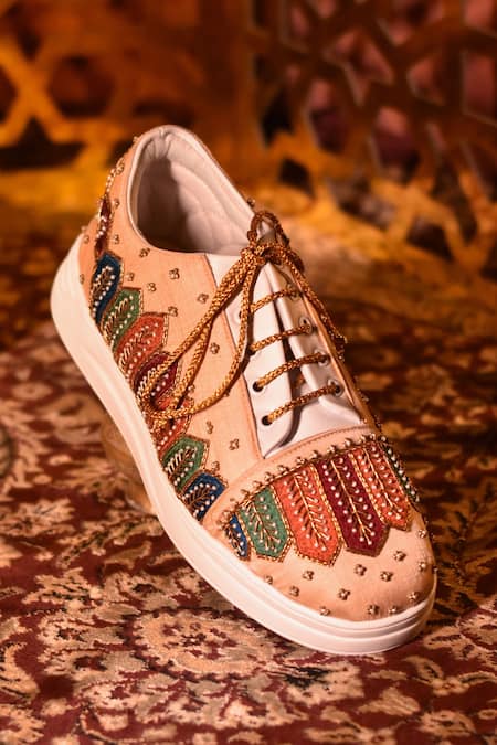 Shop Around Always Multi Color Zoya Cutdana Embroidered Sneakers at Aza Fashions Shop_Around Always_Multi Color Zoya Cutdana Embroidered Sneakers _at_Aza_Fashions