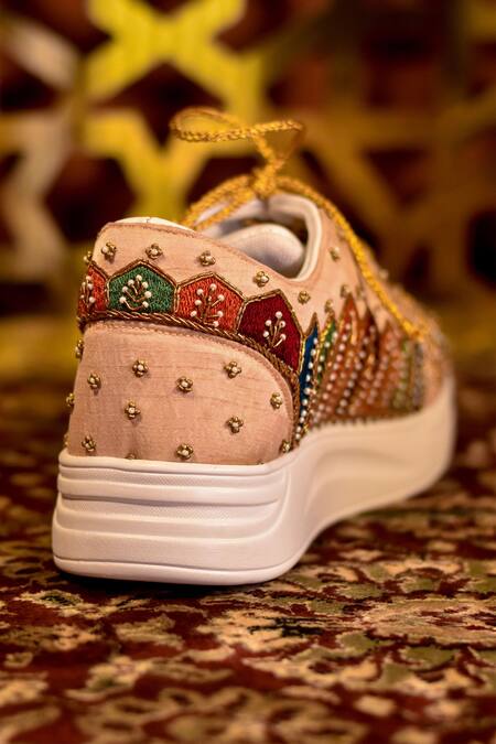 Buy Around Always Multi Color Zoya Cutdana Embroidered Sneakers Online at Aza Fashions Buy_Around Always_Multi Color Zoya Cutdana Embroidered Sneakers _Online_at_Aza_Fashions