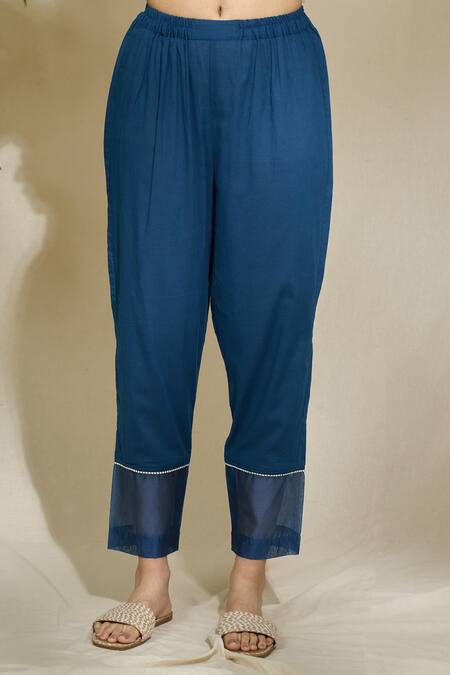 The Home Affair Blue Cotton, Mirrors, Tonal Print Mirrorwork Kurta Pant Set at Aza Fashions The Home Affair_Blue Cotton, Mirrors, Tonal Print Mirrorwork Kurta Pant Set _at_Aza_Fashions