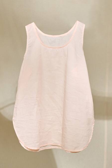 Shop The Home Affair Peach Chanderi Cotton Embroidery, Mirrors Floral Print Short Kurta Pant Set Online at Aza Fashions Shop_The Home Affair_Peach Chanderi Cotton Embroidery, Mirrors Floral Print Short Kurta Pant Set _Online_at_Aza_Fashions