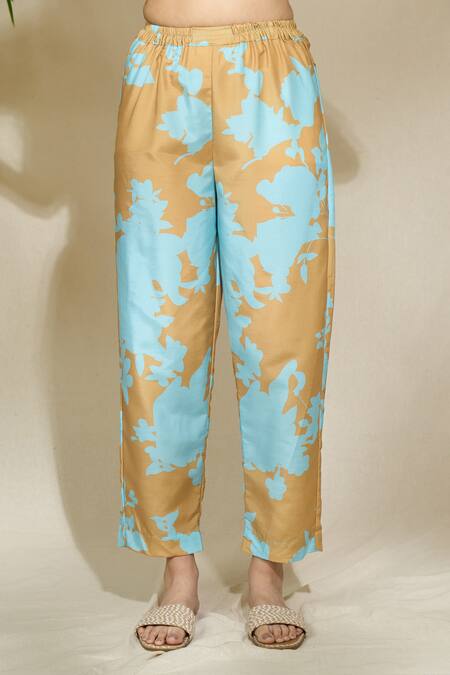 The Home Affair Yellow Cambric Muslin Cotton Printed Striped Shirt Collar Long With Pant at Aza Fashions The Home Affair_Yellow Cambric Muslin Cotton Printed Striped Shirt Collar Long With Pant _at_Aza_Fashions