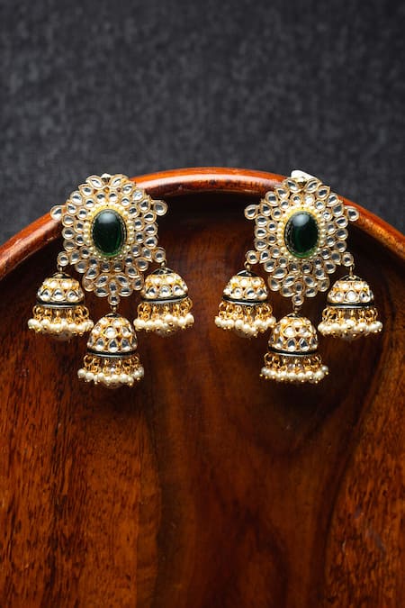 Nayaab by Sonia Harit Rani Polki Studded Jhumka 