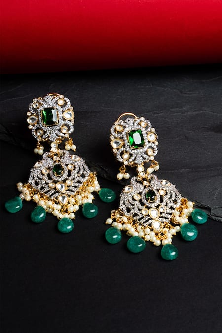 Nayaab by Sonia Oasis Opulence Cz Studded Dangler Earrings 