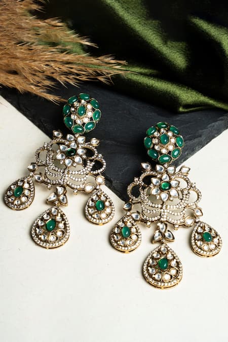 Nayaab By Sonia Gold Plated Zari Rajwadi Raniyan Floral Chandeliers Online at Aza Fashions Nayaab By Sonia_Gold Plated Zari Rajwadi Raniyan Floral Chandeliers _Online_at_Aza_Fashions