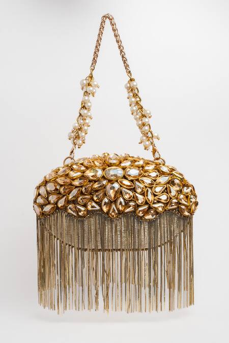 Nayaab By Sonia Gold Stones Diamond Hinted Radiance Embellished Potli at Aza Fashions Nayaab By Sonia_Gold Stones Diamond Hinted Radiance Embellished Potli _at_Aza_Fashions