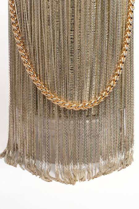 Shop Nayaab By Sonia Gold Sequins, Chains Hinted Cascade Burst Tassel Work Potli Online at Aza Fashions Shop_Nayaab By Sonia_Gold Sequins, Chains Hinted Cascade Burst Tassel Work Potli _Online_at_Aza_Fashions