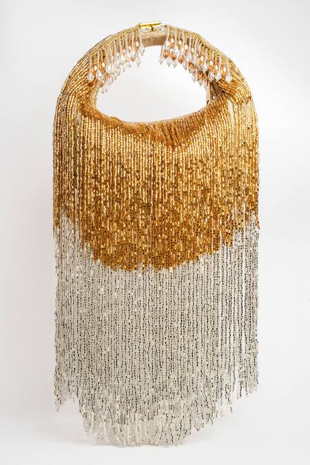 Buy Nayaab By Sonia Silver Beads Tassel Sailor Colorblock Embellished Potli Online at Aza Fashions Buy_Nayaab By Sonia_Silver Beads Tassel Sailor Colorblock Embellished Potli _Online_at_Aza_Fashions