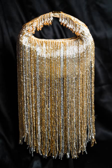 Shop Nayaab By Sonia Silver Beads, Tassels Embellished Potli at Aza Fashions Shop_Nayaab By Sonia_Silver Beads, Tassels Embellished Potli _at_Aza_Fashions