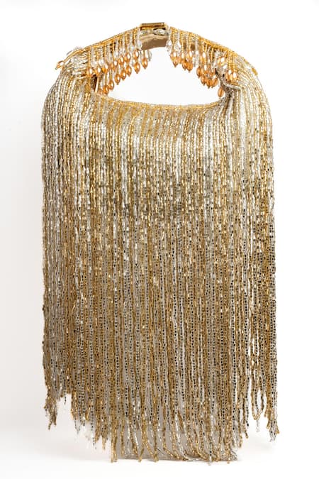 Nayaab By Sonia Silver Beads, Tassels Embellished Potli Online at Aza Fashions Nayaab By Sonia_Silver Beads, Tassels Embellished Potli _Online_at_Aza_Fashions