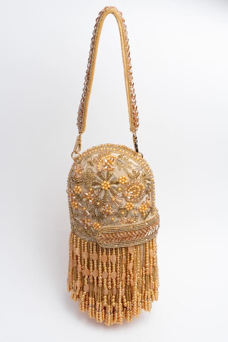 Shop Nayaab By Sonia White Beads, Tassels Damsel And Box Clutch at Aza Fashions Shop_Nayaab By Sonia_White Beads, Tassels Damsel And Box Clutch _at_Aza_Fashions