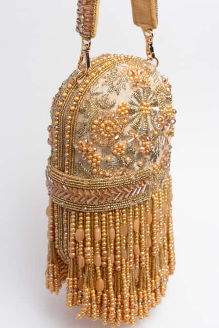 Nayaab By Sonia White Beads, Tassels Damsel And Box Clutch at Aza Fashions Nayaab By Sonia_White Beads, Tassels Damsel And Box Clutch _at_Aza_Fashions