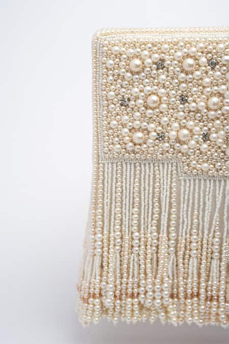 Nayaab By Sonia Off White Pearls Kasse Embroidered Box Clutch Online at Aza Fashions Nayaab By Sonia_Off White Pearls Kasse Embroidered Box Clutch _Online_at_Aza_Fashions