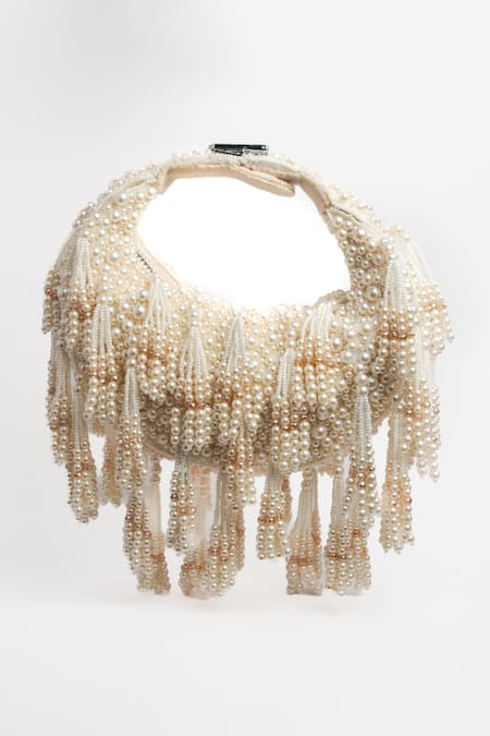 Nayaab By Sonia Pearl & Bead Tasseled Potli Bag 