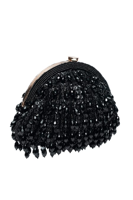 Shop Nayaab By Sonia Black Sequins, Beads And Dangling Clutch Online at Aza Fashions Shop_Nayaab By Sonia_Black Sequins, Beads And Dangling Clutch _Online_at_Aza_Fashions