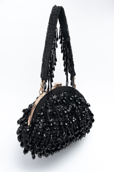 Nayaab By Sonia Black Sequins, Beads And Dangling Clutch at Aza Fashions Nayaab By Sonia_Black Sequins, Beads And Dangling Clutch _at_Aza_Fashions