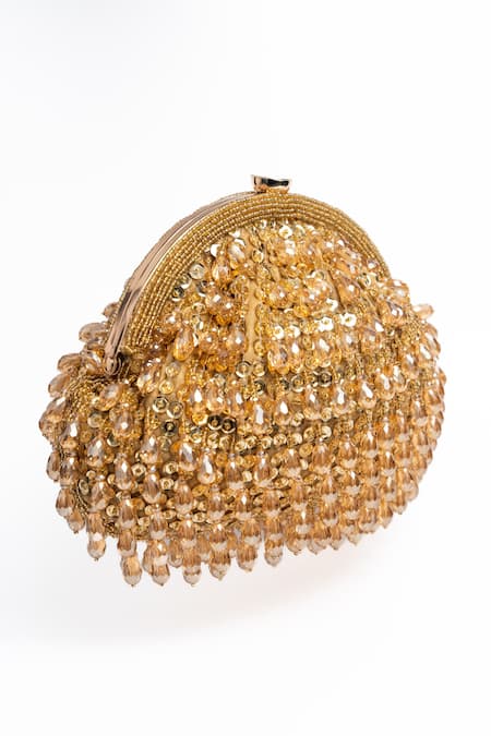 Buy Nayaab By Sonia Gold Sequins, Beads Dangling And Clutch Buy_Nayaab By Sonia_Gold Sequins, Beads Dangling And Clutch