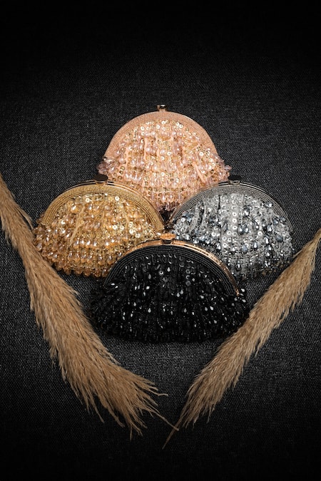 Nayaab By Sonia Pink Sequins, Beads Frame Finish Dangling Clutch Online at Aza Fashions Nayaab By Sonia_Pink Sequins, Beads Frame Finish Dangling Clutch _Online_at_Aza_Fashions