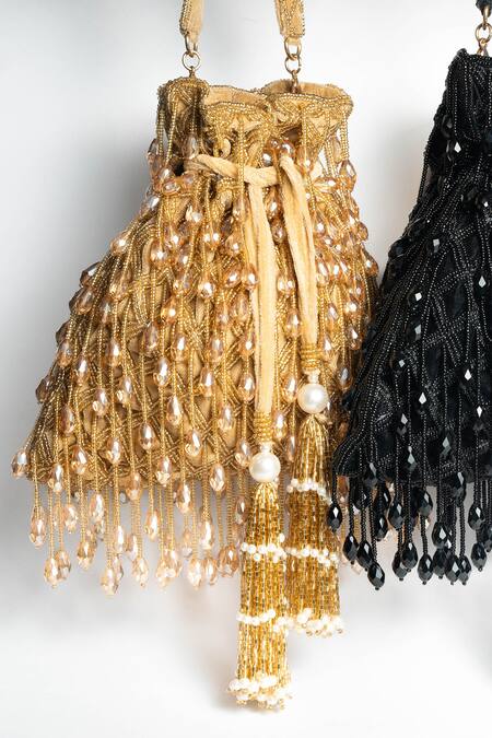 Nayaab By Sonia Gold Crystals, Zari Lattice Frame Embellished Clutch at Aza Fashions Nayaab By Sonia_Gold Crystals, Zari Lattice Frame Embellished Clutch_at_Aza_Fashions