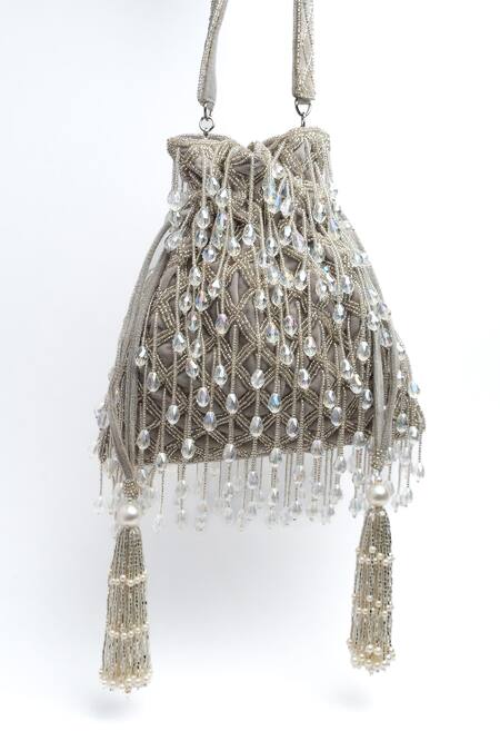 Buy Nayaab By Sonia Silver Crystals Lattice Satchel Embellished Clutch Online at Aza Fashions Buy_Nayaab By Sonia_Silver Crystals Lattice Satchel Embellished Clutch_Online_at_Aza_Fashions