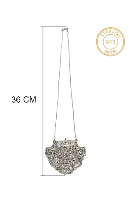 Shop Neeta Boochra Silver Plated Chitai Charm Embossed Pendant Chain Necklace Online at Aza Fashions Shop_Neeta Boochra_Silver Plated Chitai Charm Embossed Pendant Chain Necklace _Online_at_Aza_Fashions