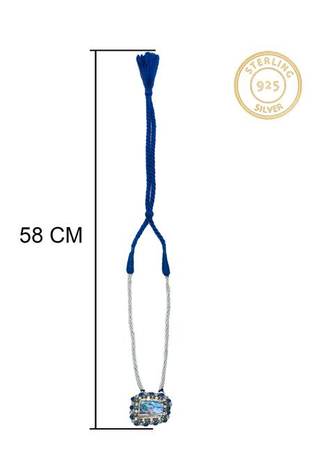 Shop_Neeta Boochra_Blue Oceanic Glow Mother Of Pearl Pendant Thread Necklace_Online_at_Aza_Fashions