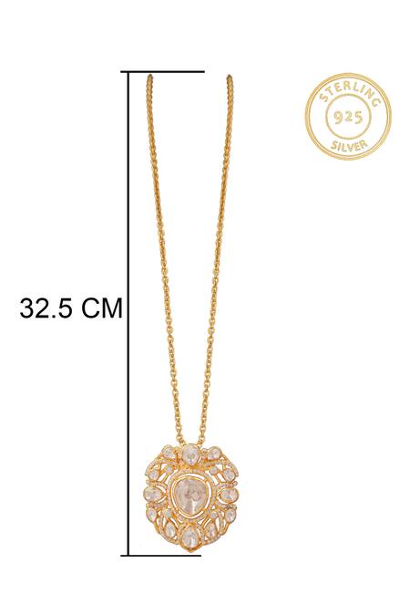 Buy Neeta Boochra Gold Plated Utsav Moissanite Studded Pendant Chain Necklace Online at Aza Fashions Buy_Neeta Boochra_Gold Plated Utsav Moissanite Studded Pendant Chain Necklace_Online_at_Aza_Fashions