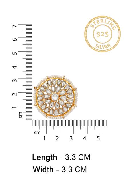 Buy_Neeta Boochra_Gold Plated Pearls, Diamonds Kundan Studded Ring _Online_at_Aza_Fashions