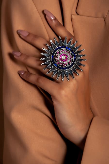 Neeta Boochra Kundan Studded Floral Ring 