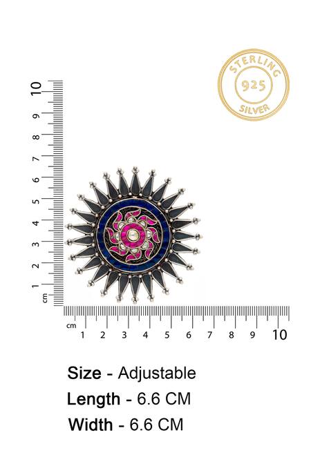 Buy_Neeta Boochra_Silver Plated Kundan Studded Floral Ring _Online_at_Aza_Fashions
