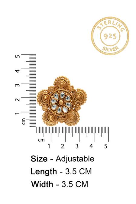 Buy_Neeta Boochra_Gold Plated Kundan Floral Studded Ring _Online_at_Aza_Fashions