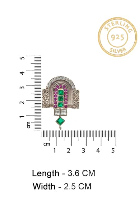 Shop_Neeta Boochra_Silver Plated Crystals, Stones Luck Horseshoe Carved Earrings _Online_at_Aza_Fashions