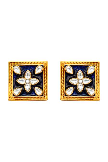Buy Neeta Boochra Gold Plated Sona Meenakari Swarna Kundan Work Studs Online at Aza Fashions Buy_Neeta Boochra_Gold Plated Sona Meenakari Swarna Kundan Work Studs_Online_at_Aza_Fashions